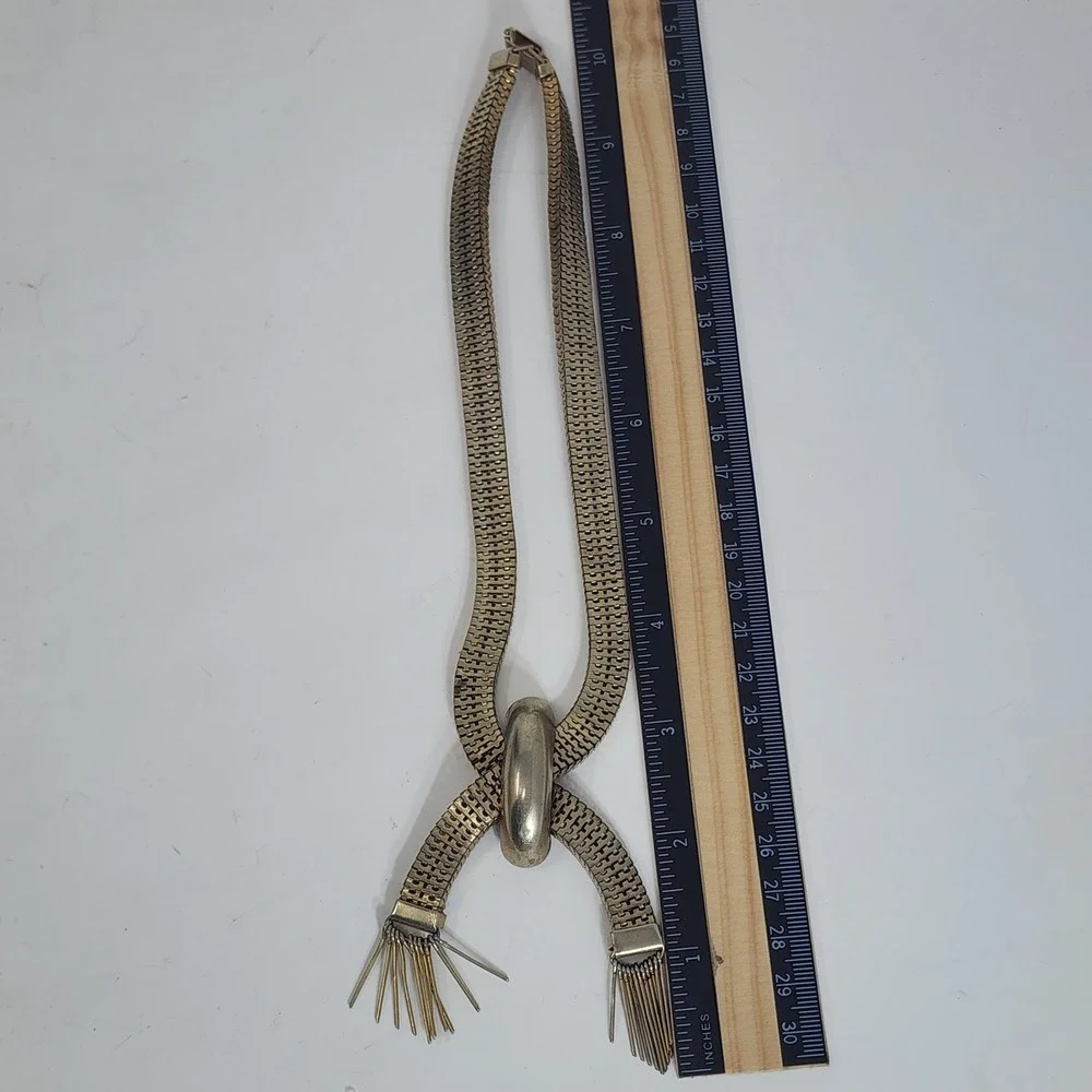 Brookraft Art Deco Necklace Womens Goldtone Mesh‎ Vintage Fringe Tassel